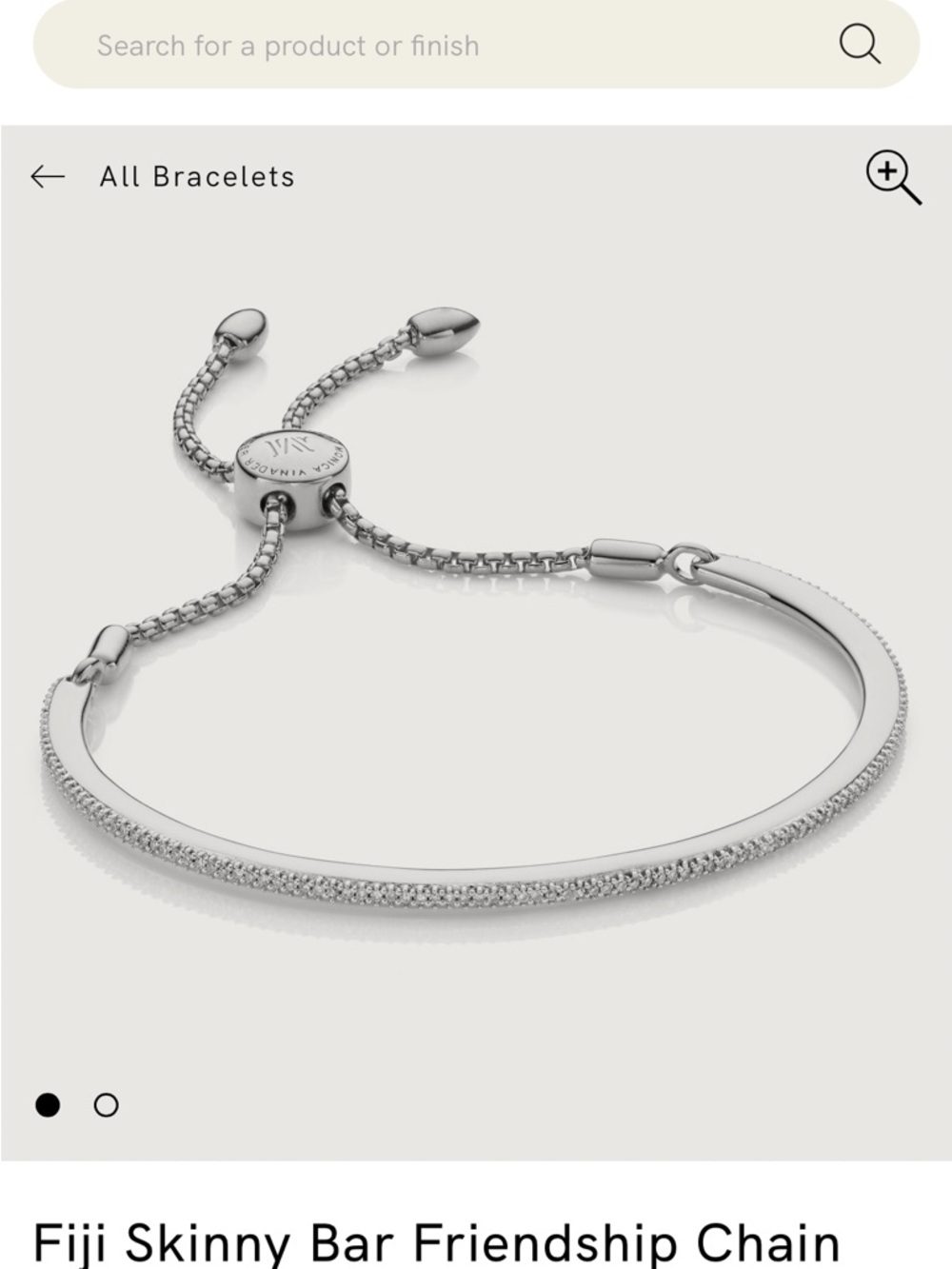 MONICA VINADER Silver Fiji Skinny Bar Friendship Chain Bracelet
